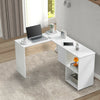 L-Shaped Home Office Desk Corner Computer Desk Black/White for Home Study Work