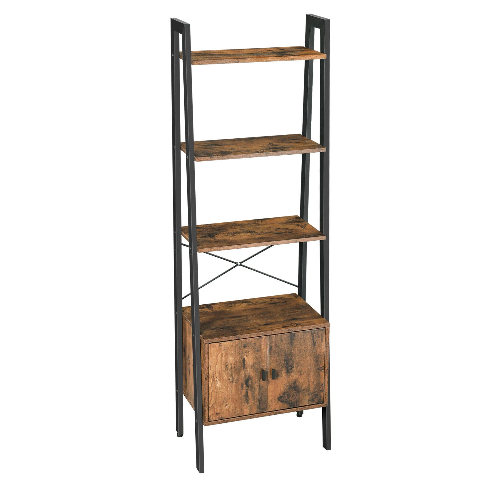 Ladder Shelf Bookshelf Rack Stand with Cupboard 4Shelves Storage Display LLS47BX