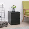 Modern Black Bedside Table Cabinet w/2 Drawers Nightstand Storage Furniture