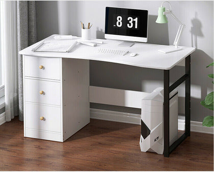 White Computer Desk PC Laptop Table Home Office Study Workstation Gaming Drawers