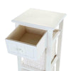 White Shabby Chic Bedside Unit Tables Drawers Cabinet + Wicker Storage Wooden UK