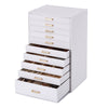 Mondeer Jewellery Box Organiser for Necklace Earring 10 Layer PU Leather White