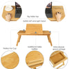 Bamboo Laptop Desk Foldable Notebook Table with Drawer Adjustable Height 25-36cm