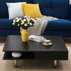 Coffee Table with 2 Drawers Modern Square Home Living Room Table 4 Metal Legs