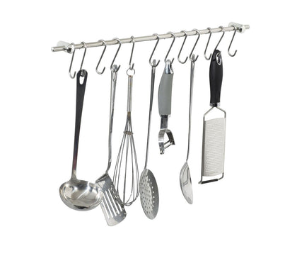 Kitchen Cupboard Wall Mounted 12 Hooks Tool Utensils Holder Hanging Rail Rack