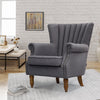 Vintage Linen Fabric Queen Anne Wing Chair Fireside High Back Armchair Sofa