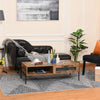 Industrial Coffee Table with Drawer and Open Storage Compartment Living Room
