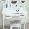 Dressing Table Set With Stool 7 Drawers 3 Mirrors Jewelry Makeup Desk Wood