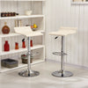 Pair 2* Bar Stool Beige PU Leather Swivel Height Adjustable Footrest Breakfast