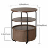 Round Coffee Table Sofa Side/End/Bedside/Snack Stand Tray with Basket Storage