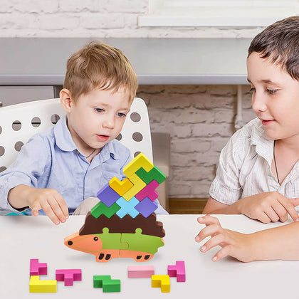 Animal Montessori Hedgehog Building Block Stacking High Balance Game Jenga Toys