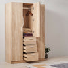 3 Door 3 Drawer Wardrobe Oak Triple Wardrobe Bedroom Furniture Hanging Rail UK