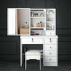 Modern Corner Dressing Table Makeup Desk w/ 6 Drawers & 1 Large Mirror White UK