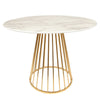 47 inches Round Marble Dining Table Pristine Style with Golden Chrome Legs
