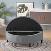 Velvet Padded Storage Ottoman Pouffe Stool Semi-Round Hallway Bed End Bench Seat