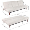 Angle Adjustale Beige Velvet Sofa Bed 3 Seater Click Clack Bed Settee Wooden Leg