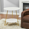 Gold Finish Round 2 Tiers Side Table Coffee Table Room Living Room Furniture NEW