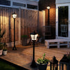 2.1m Solar Power Outdoor Black Security LED Lamp Post | Garden Path Driveway