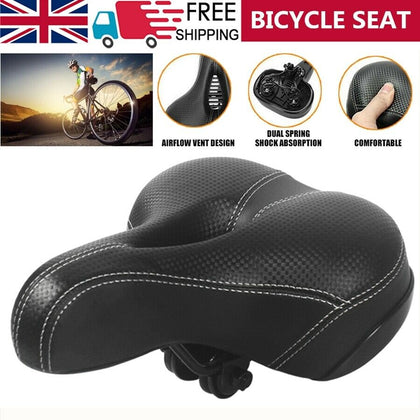 Dual Spring Bike Bicycle MTB Wide Big Bum Soft Extra Comfort Saddle Seat Pad UK