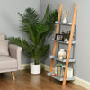 Grey & Bamboo 4 Tier Modern Ladder Wall Shelf/Bookcase Display Rack