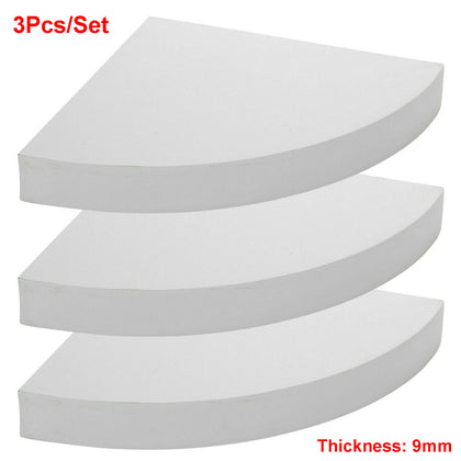 3 Set White Floating Corner Shelf Wooden Wood Unit Wall Storage Bookcase Display