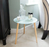 GiftDecor Marble Effect Glass Top 40cm Round Side Table with Wooden Legs