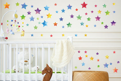 Colourful Watercolour Stars home decor nursery decor big wall decor wall sticker