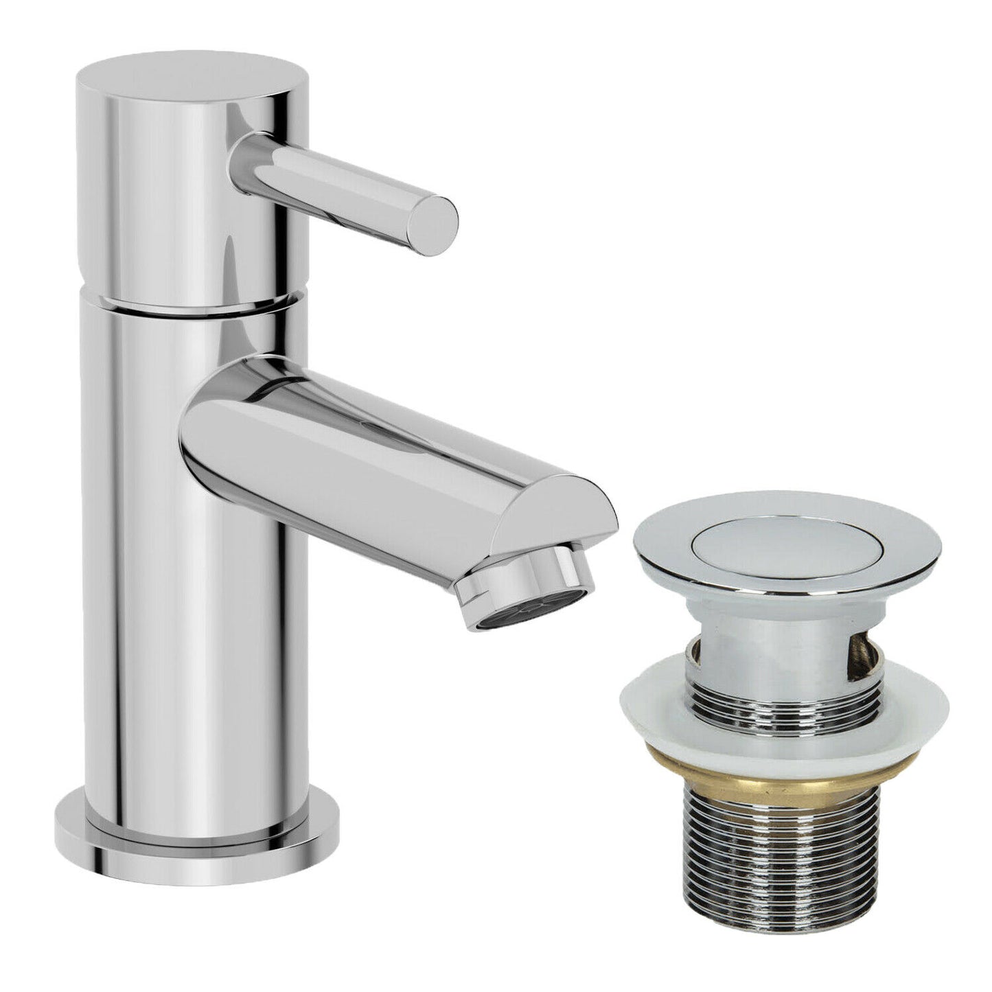 Modern Chrome Bathroom Sink Twin Taps Bath Filler Shower Mixer Basin Mini Mixer