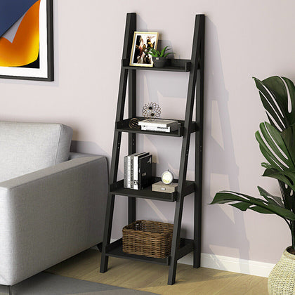 Ladder Shelf Book Shelving Unit 4 Tier Storage Display Stand Rack Home Bathroom