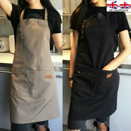 Women canvas Apron with Pockets Butcher Craft Baking Chefs Kitchen Cooking BBQ