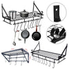 Kitchen Hanging Pot Pan Rack Wall Utensils Storage Shelf Saucepan Holder Hooks