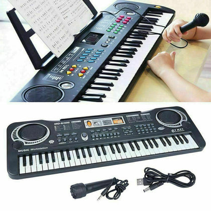 61 Key Electric Digital Piano Organ Musical Beginner Electronic Keyboard W/ Mic