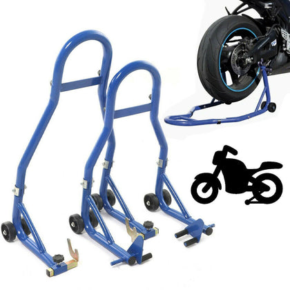 Motorcycle Motorbike Front fork & Rear Wheel Vee Paddock Stand Set for Bobbins