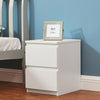 Modern Bedside Table Nightstand Cabinet with 2 Drawers Storage Bedroom White