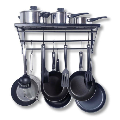Kitchen 60cm Hanging Pot Pan Rack Wall Mount Storage Shelf Saucepan Holder Rack