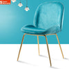 Velvet Dining 2 Chairs Golden Finish Metal Legs Modern Living Room Chair