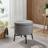 Round Ottoman Stool Fabric Padded Pouffe Side End Table Storage Box Footstool