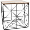 Square Coffee Table Side Table Modern Design Wood Top Wire Basket End Table