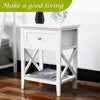 White Bedside Tables with Drawer Nightstand Cabinet InDoor Furniture Storage