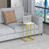 Sofa Side Table Gold With Heavy Mable Top Coffee Tea End Table for Living Room