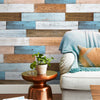 6M Retro Blue Grey Wood Grain Wallpaper Self Adhesive Waterproof Wall Stickers