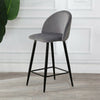 2 Pcs Grey Velvet Bar Stools Breakfast Barstool Kitchen Pub Chair 75cm Seat high