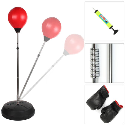 Adult Boxing Set Punch Bag Ball Mitts Gloves Kit Free Standing