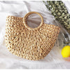 Women Summer Straw Flower Woven Casual Handbag Shoulder Tote Beach Bag