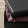 Folding Ottoman Black Faux Leather Chest Solid Sturdy Storage Space Saving Box