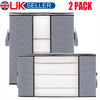 2PCS Underbed Clothes Storage Bags Ziped Organizer Wardrobe Cube Closet Boxes UK