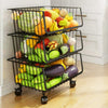 Metal Kitchen Storage Basket Trolley Rack Fruit Vegetable Food Mesh Holder Shelf