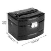 LOCKABLE 3 LAYERS BLACK JEWELLERY BOX LEATHER FINISH JEWELRY STORAGE 2 DRAWER