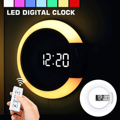 LED 3D Digital Wall Clock Alarm Date Temperature Table Night Light Hom