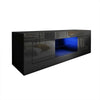 Modern TV Unit TV Cabinet Stand High Gloss Front Matt Body with LED Light Black